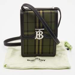 Burberry Military Green House Check Canvas Robin Crossbody Bag