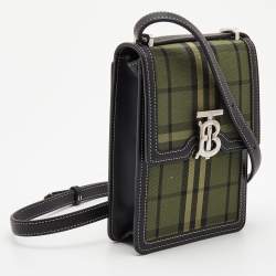 Burberry Military Green House Check Canvas Robin Crossbody Bag