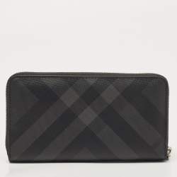 Burberry: Gray & Black Check Card Holder