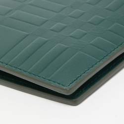 Burberry Green Check Embossed Leather CC Bills Bifold Wallet