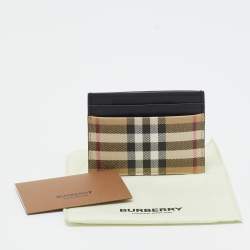 Burberry Beige House Check Coated Canvas and Leather Card Holder