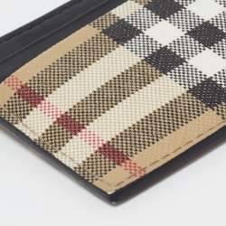 Burberry Beige House Check Coated Canvas and Leather Card Holder