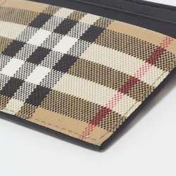 Burberry Beige House Check Coated Canvas and Leather Card Holder