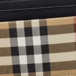 Burberry Beige House Check Coated Canvas and Leather Card Holder