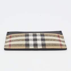 Burberry Beige House Check Coated Canvas and Leather Card Holder