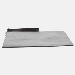 Burberry Grey Leather Wristlet Zip Pouch