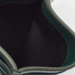 Pre Owned Burberry Dark Green Check Embossed Leather Sandon Card Holder
