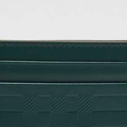 Pre Owned Burberry Dark Green Check Embossed Leather Sandon Card Holder