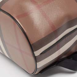 Burberry Dark Birch Brown Check Coated Canvas and Leather Drawcord Backpack