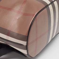 Burberry Dark Birch Brown Check Coated Canvas and Leather Drawcord Backpack