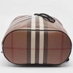Burberry Dark Birch Brown Check Coated Canvas and Leather Drawcord Backpack