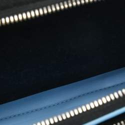 Pre Owned Burberry Blue Jake Check Embossed Leather Crossbody Bag