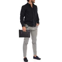 Pre Owned Burberry Black Leather Oscar Zip Pouch