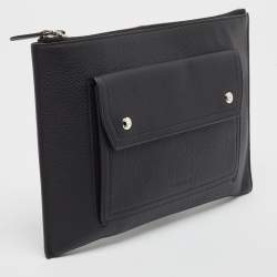 Pre Owned Burberry Black Leather Oscar Zip Pouch