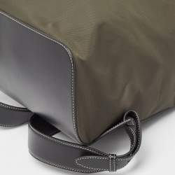 Pre Owned Burberry Black/Seaweed Nylon and Leather Pocket Backpack
