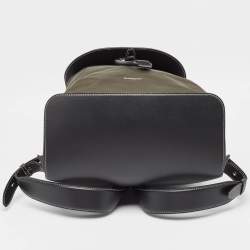 Pre Owned Burberry Black/Seaweed Nylon and Leather Pocket Backpack