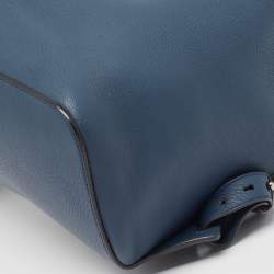 Pre Owned Burberry Ash Blue Grain Leather Pocket Backpack