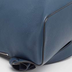 Pre Owned Burberry Ash Blue Grain Leather Pocket Backpack