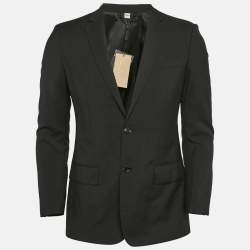 Burberry Black Virgin Wool Single Breasted Blazer S