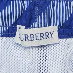 Burberry Blue Tri Bar Checks Synthetic Swim Shorts S