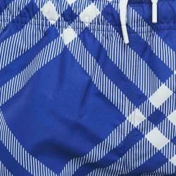 Burberry Blue Tri Bar Checks Synthetic Swim Shorts XS