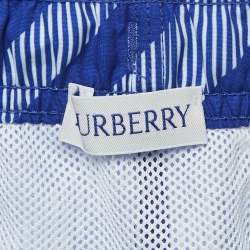Burberry Blue Tri Bar Checks Synthetic Swim Shorts XS