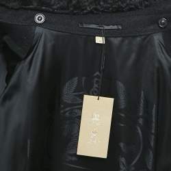 Burberry Black Wool Fur Collar Detail Double Breasted Coat XXL