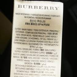 Burberry Black Wool Fur Collar Detail Double Breasted Coat XXL