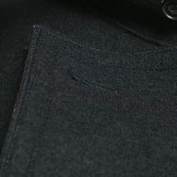 Burberry Black Wool Fur Collar Detail Double Breasted Coat XXL