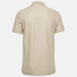 Burberry Beige Logo Embroidered Cotton Pique Polo T-Shirt M