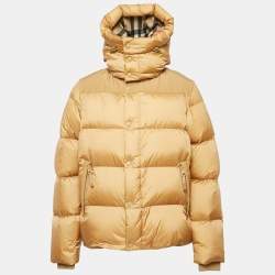 Burberry Brown Nylon Detachable Sleeve Hooded Puffer Jacket S