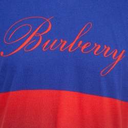 Burberry Blue Swan Print Cotton Crew Neck T-Shirt S