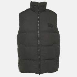 Pre Owned Burberry Black/Archive Beige Checks Nylon Reversible Down Vest XS