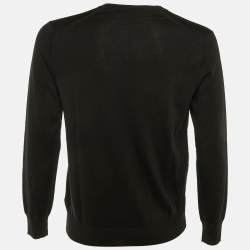 Pre Owned Burberry Black Merino Wool Benton V-Neck Sweater S