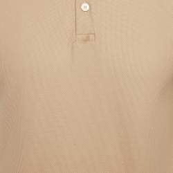 Pre Owned تي شيرت بولو بربري كحلي مطرز بشعار تي بي قطن بيكيه مقاس كبير (لارج)