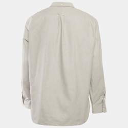 مملوكة مسبقًا قميص بربري قطن رمادي بأزرار أمامية مقاس كبير جدًا - إكس إكس لارج