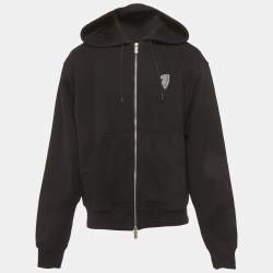 Pre Owned Burberry Black Cotton Zip-Up Hoodie M