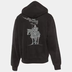 Pre Owned سويتشرت بربري قطن أسود بسحاب مقاس متوسط