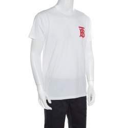 Pre Owned Burberry White B series Monogram Logo Detail Limited Edition Crew Neck T Shirt XXS
