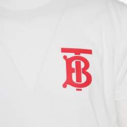 Pre Owned Burberry White B series Monogram Logo Detail Limited Edition Crew Neck T Shirt XXS
