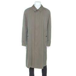 Pre Owned Burberry Chalk Green Cotton Brighton Extra Long Trench Coat 3XL