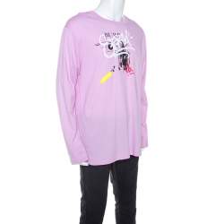 مملوكة مسبقًا Burberry Light Pink Printed Jersey Long Sleeve Cordan T-Shirt L