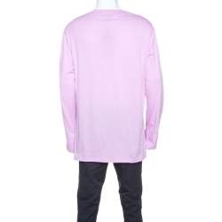 مملوكة مسبقًا Burberry Light Pink Printed Jersey Long Sleeve Cordan T-Shirt L