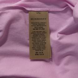 مملوكة مسبقًا Burberry Light Pink Printed Jersey Long Sleeve Cordan T-Shirt L