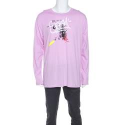 مملوكة مسبقًا Burberry Light Pink Printed Jersey Long Sleeve Cordan T-Shirt L