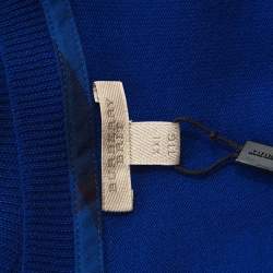 Burberry Brit Cobalt Blue Merino Wool Checked Detail Sweater XXL