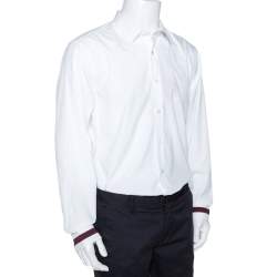 Pre Owned قميص رياضي بربري رينولدتون أساور مخططة قطن أبيض XXL