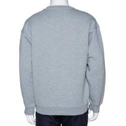 مملوكة مسبقًا Burberry Grey Fleece Back Cotton Blend Logo Embroidered Sweatshirt M