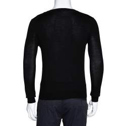 Pre Owned Burberry Black Merino Wool Lainson V-Neck Sweater S