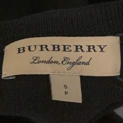 Pre Owned سويتر بربري رقبة حرف في صوف مارينو أسود S